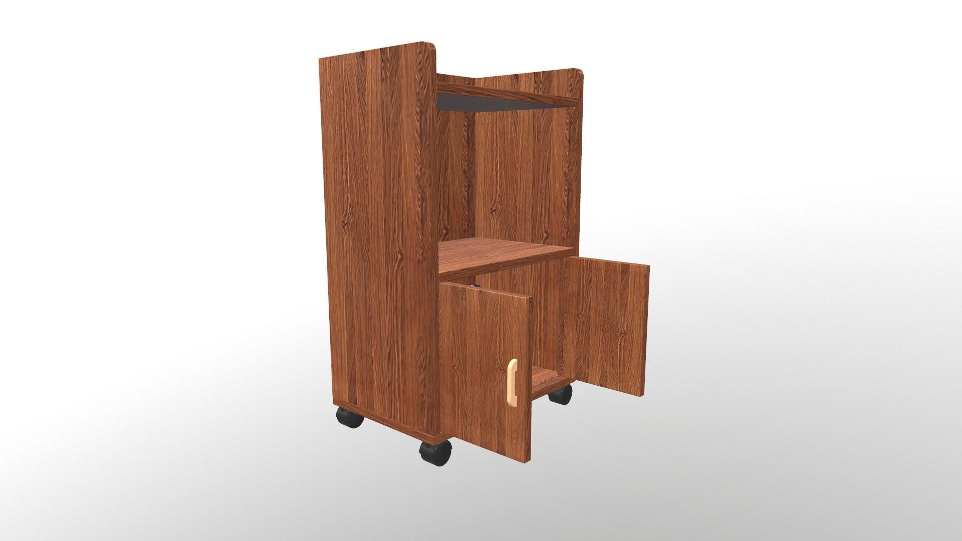 Cabinet wooden on wheels 3D model_13