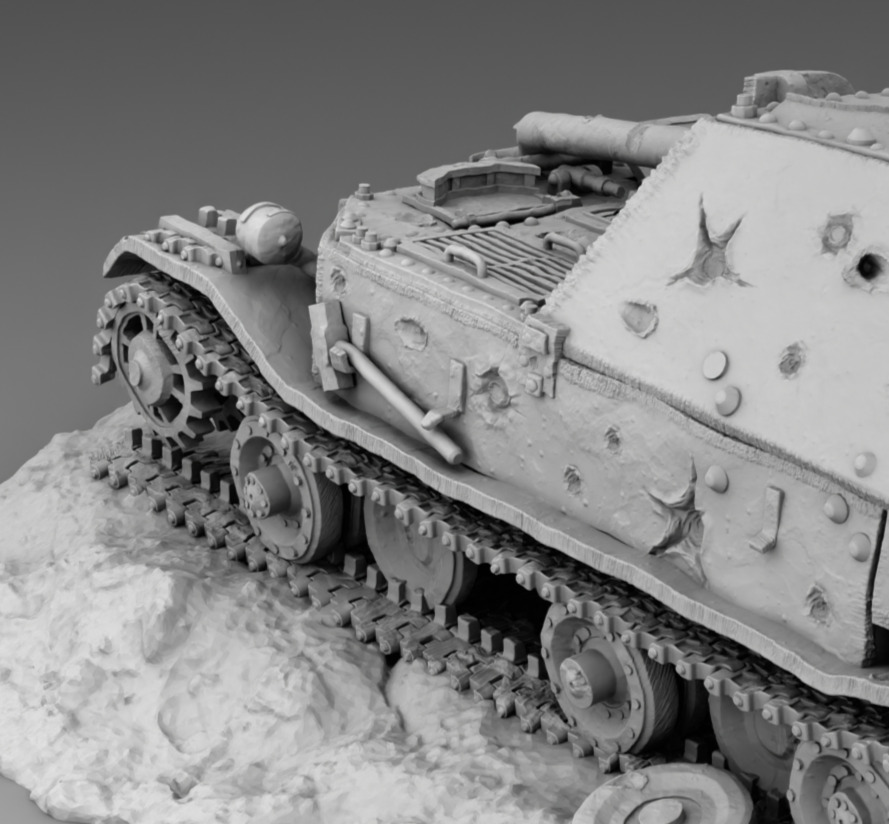 Broken German Tank Ferdinand 3D print model_11