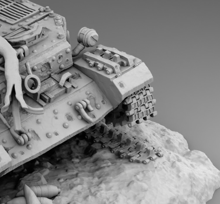 Broken German Tank Ferdinand 3D print model_4