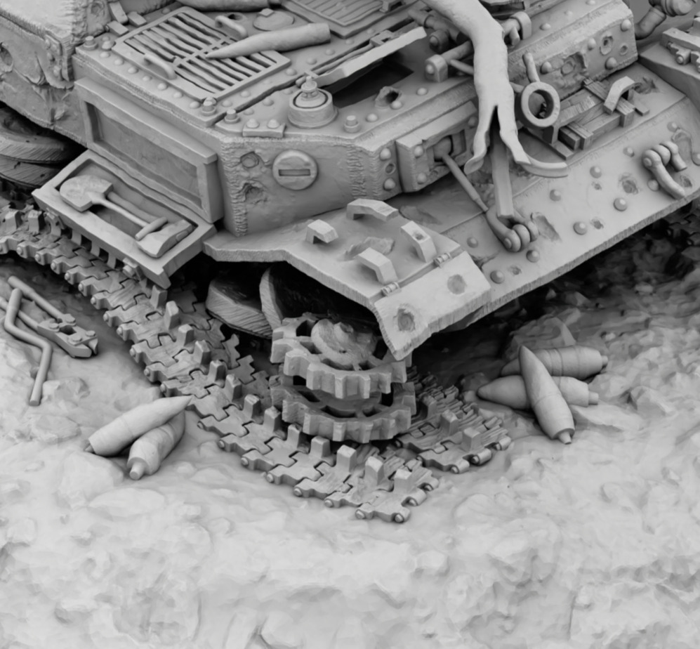 Broken German Tank Ferdinand 3D print model_3