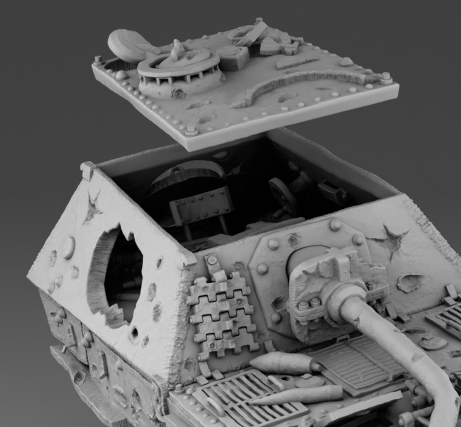 Broken German Tank Ferdinand 3D print model_12