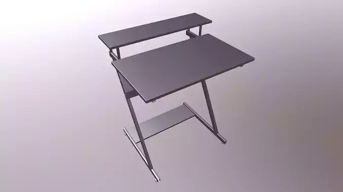 Computer Desk With Monitor Shelf 3D model