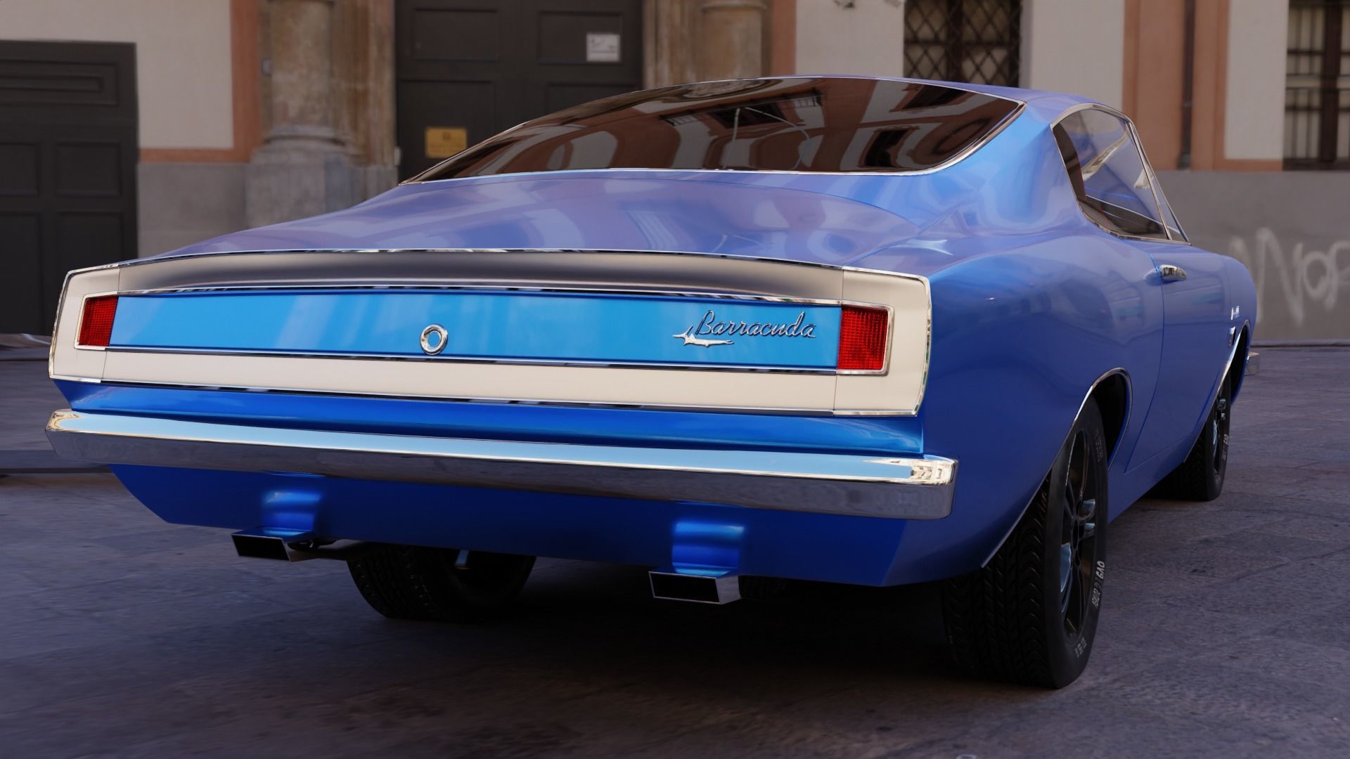 Plymouth barracuda 1968 Low-poly 3D model_1