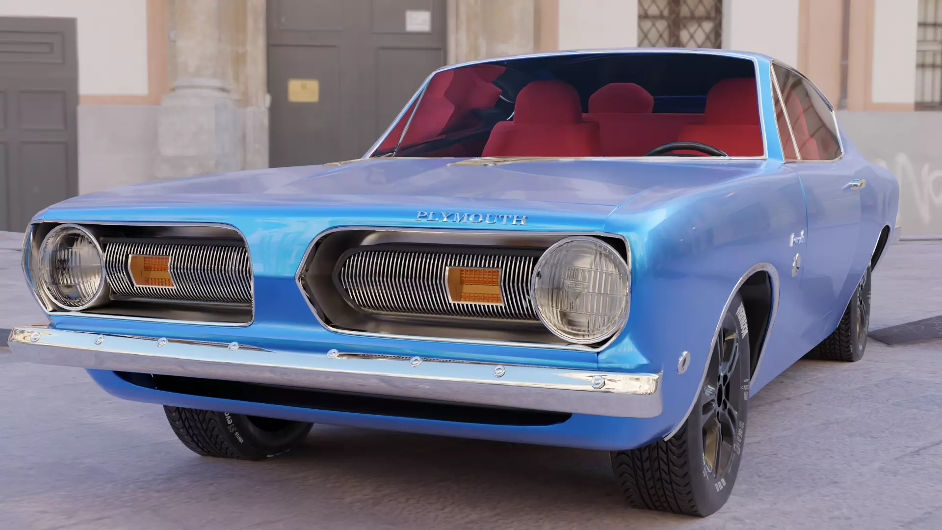 Plymouth barracuda 1968 Low-poly 3D model_0