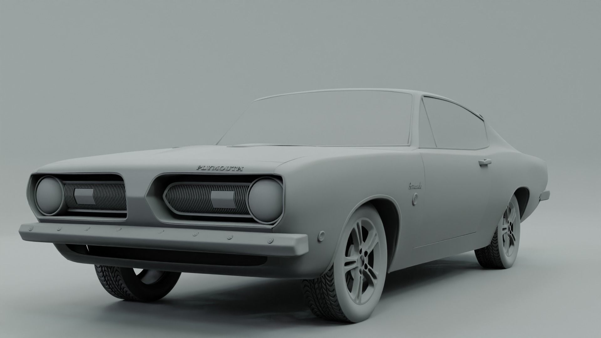 Plymouth barracuda 1968 Low-poly 3D model_4