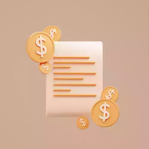 3D Illustration bills with dollar icon coin 3D model