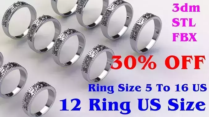 Ring with 12 different size US Signet