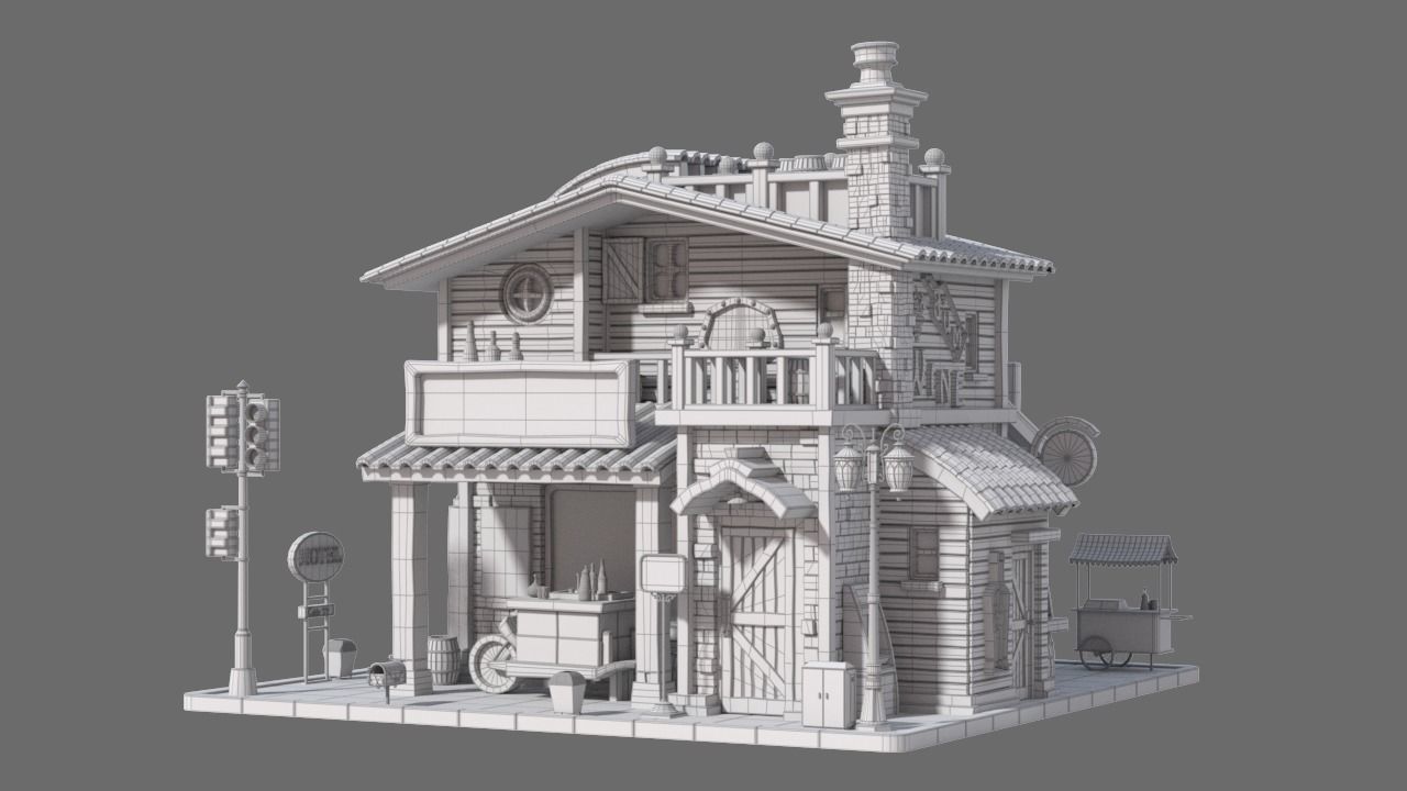 Cartoon House 03 3D model_7