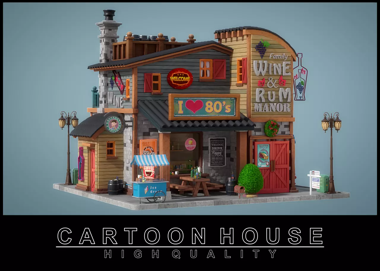 Cartoon House 03 3D model_0