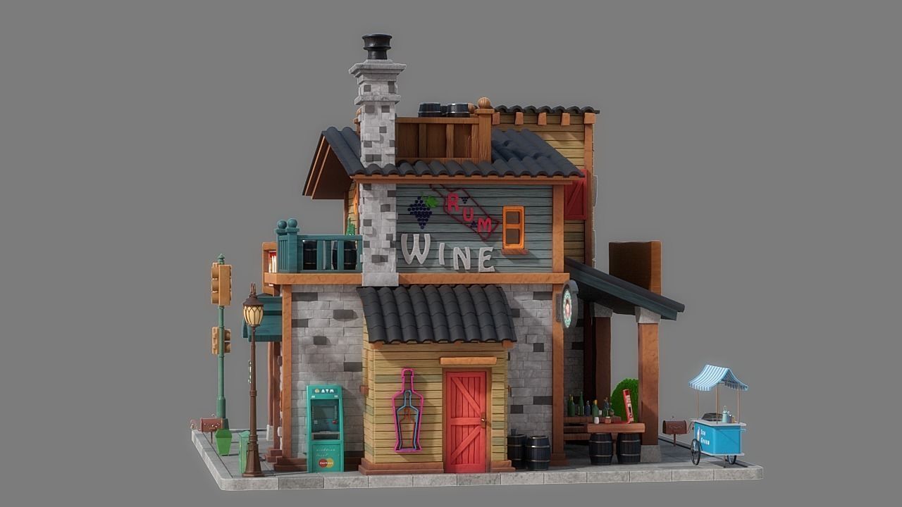 Cartoon House 03 3D model_3