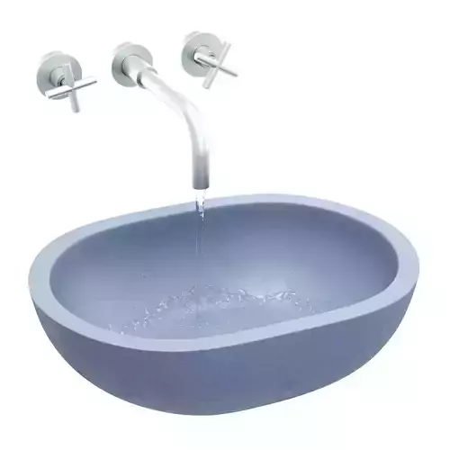 Gray architectural concrete Bowl sink 3D model