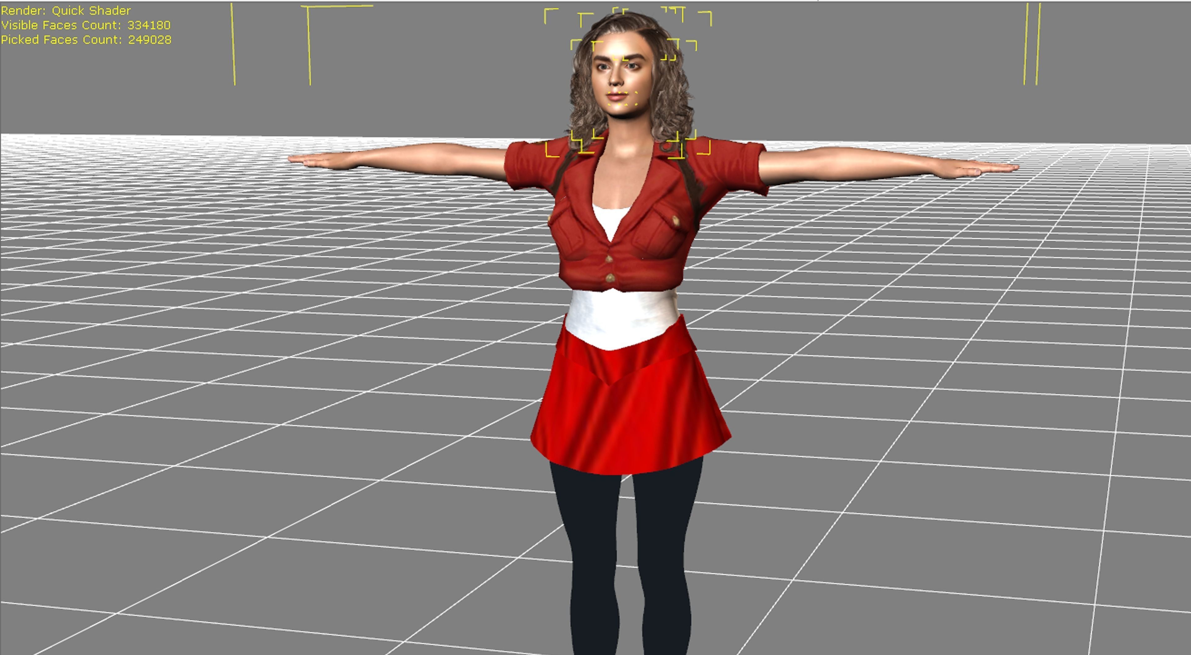 Joey King 3D Rigged model ready for animation Low-poly 3D model_15