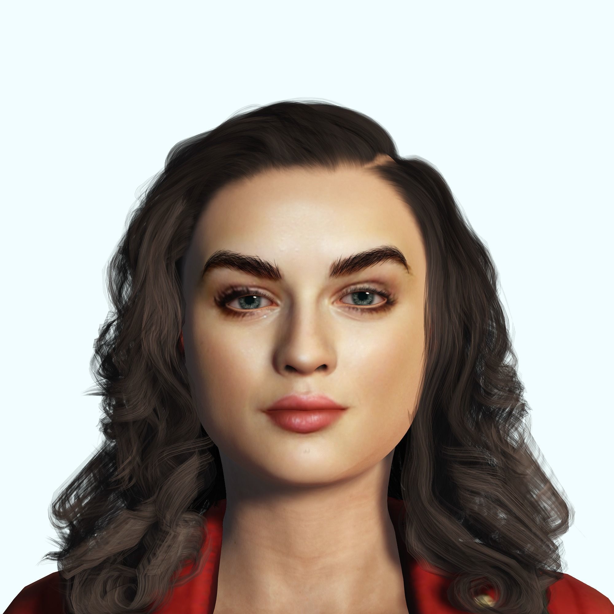 Joey King 3D Rigged model ready for animation Low-poly 3D model_9