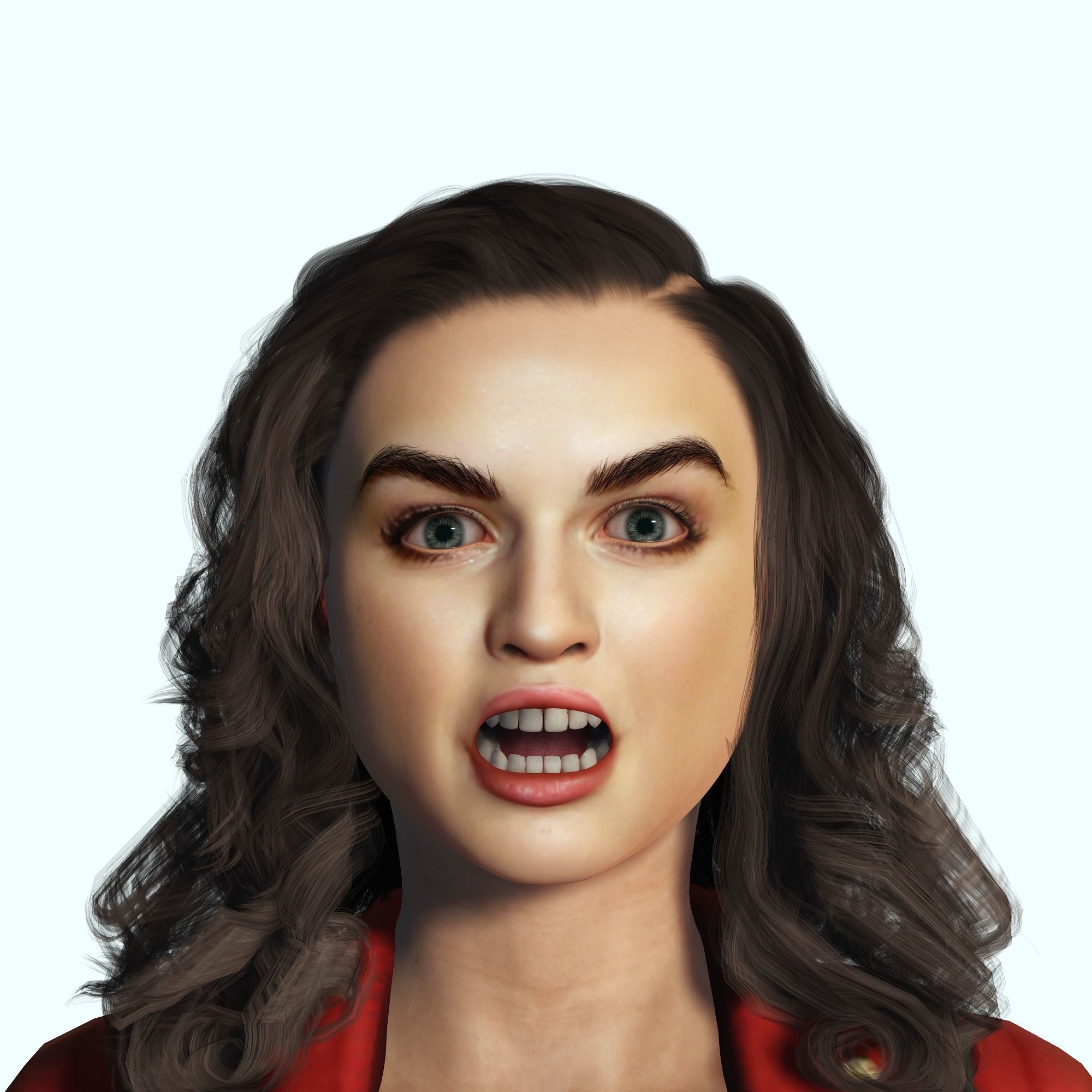 Joey King 3D Rigged model ready for animation Low-poly 3D model_13