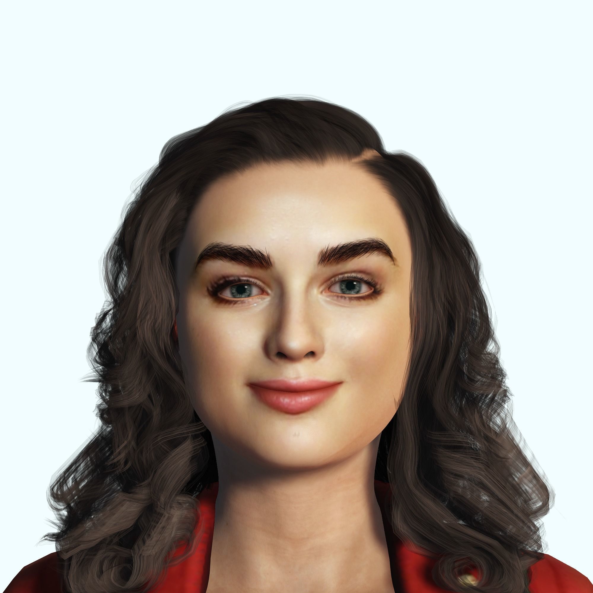 Joey King 3D Rigged model ready for animation Low-poly 3D model_5