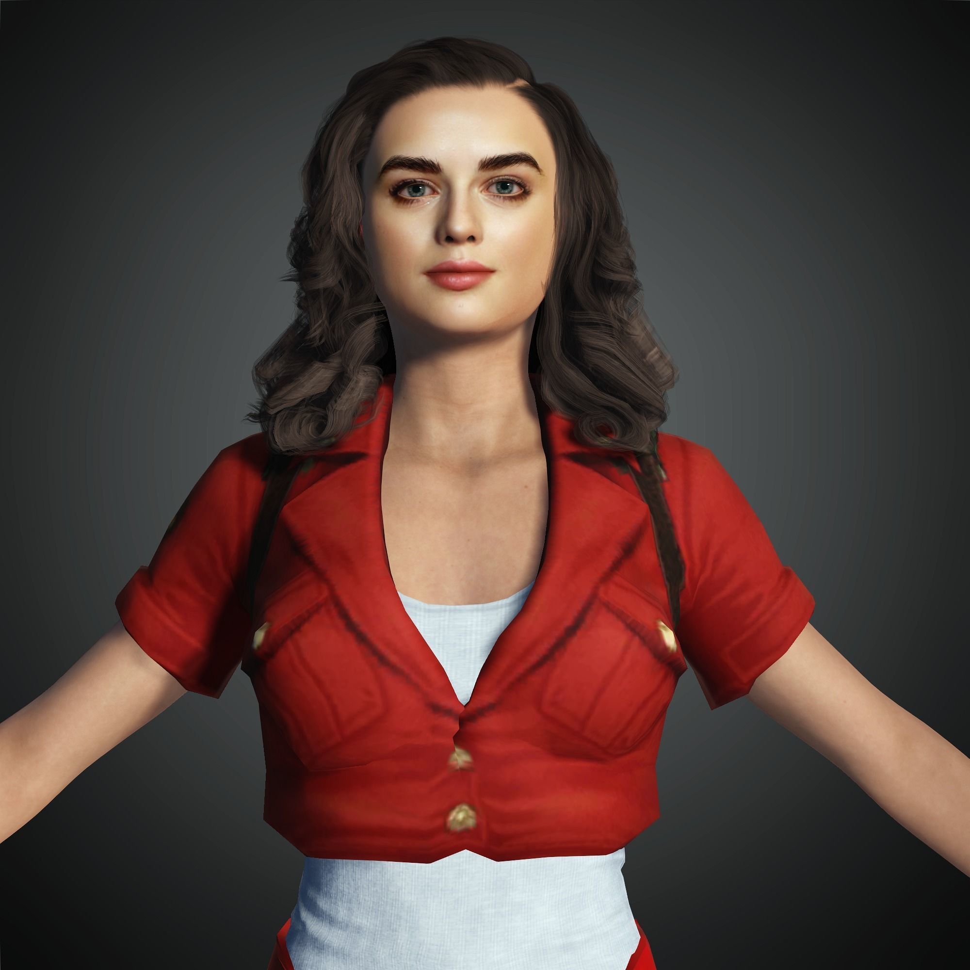 Joey King 3D Rigged model ready for animation Low-poly 3D model_2