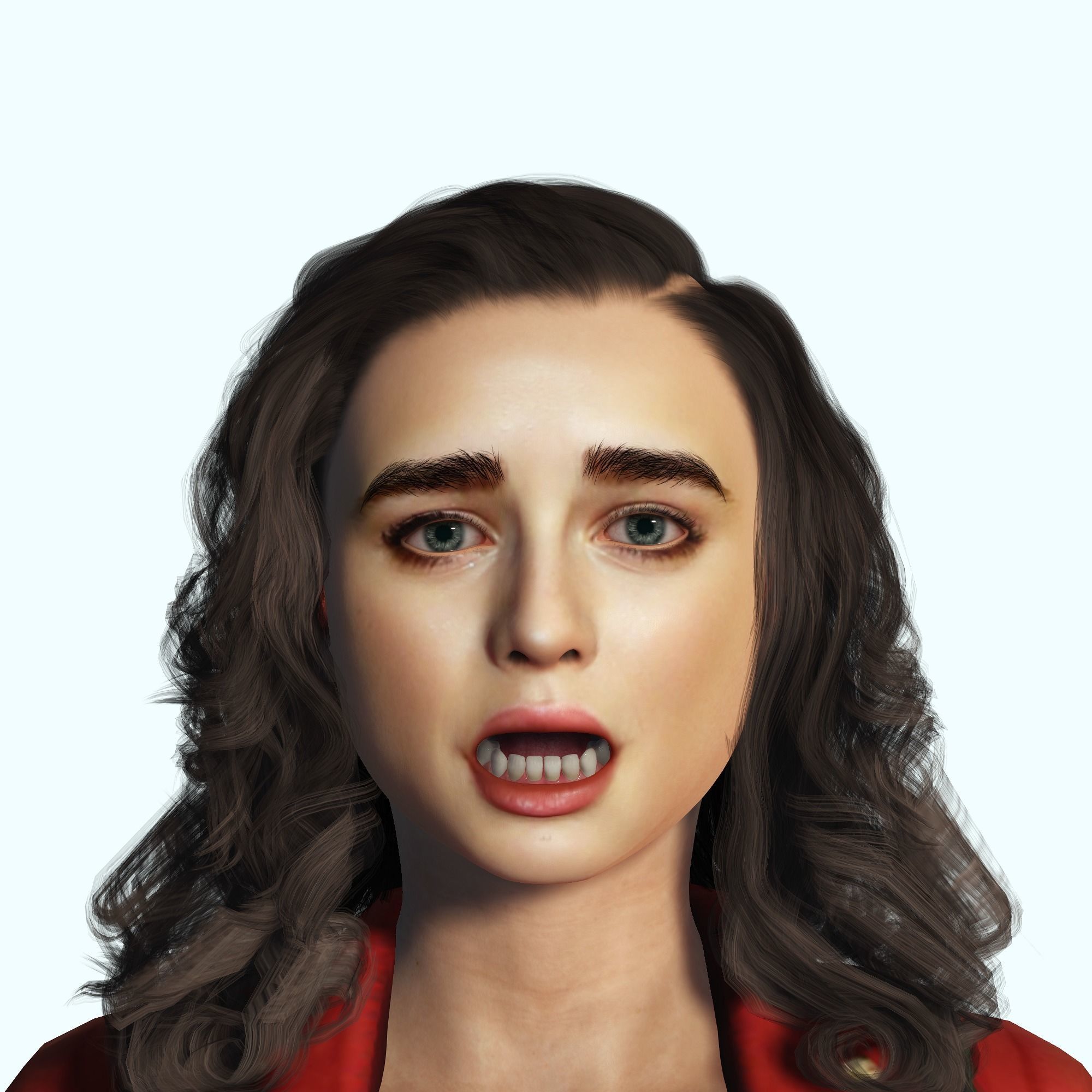 Joey King 3D Rigged model ready for animation Low-poly 3D model_7