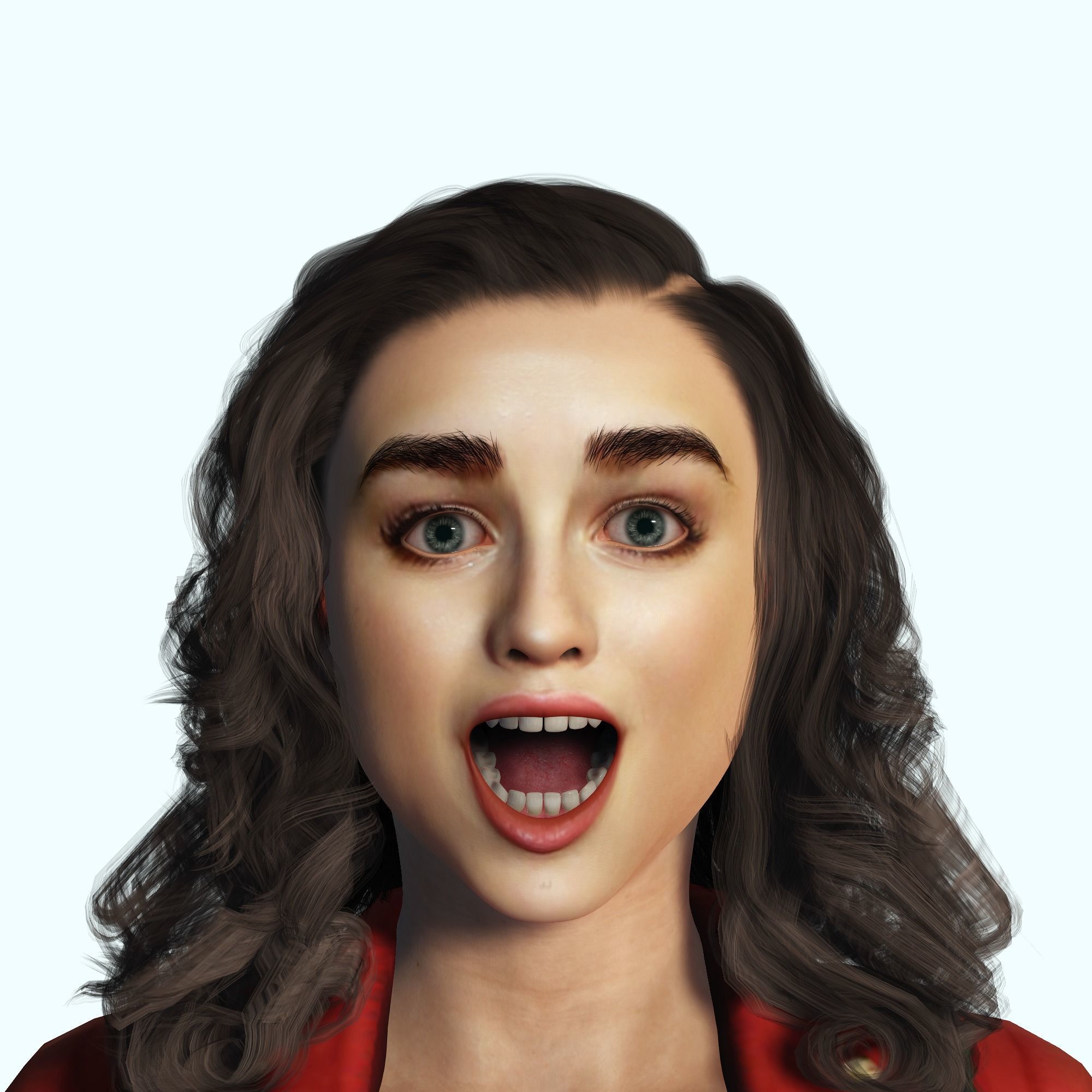 Joey King 3D Rigged model ready for animation Low-poly 3D model_11