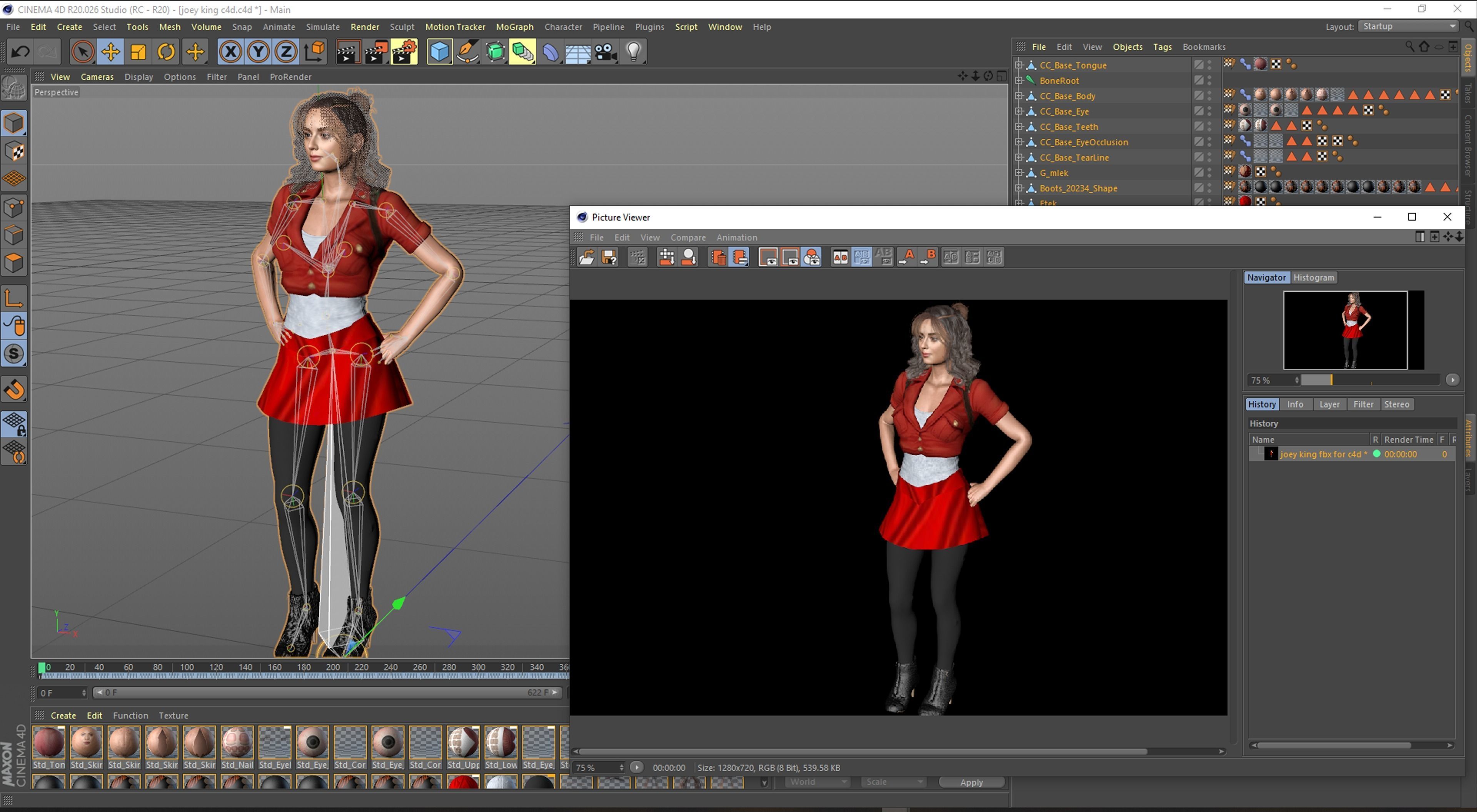 Joey King 3D Rigged model ready for animation Low-poly 3D model_16