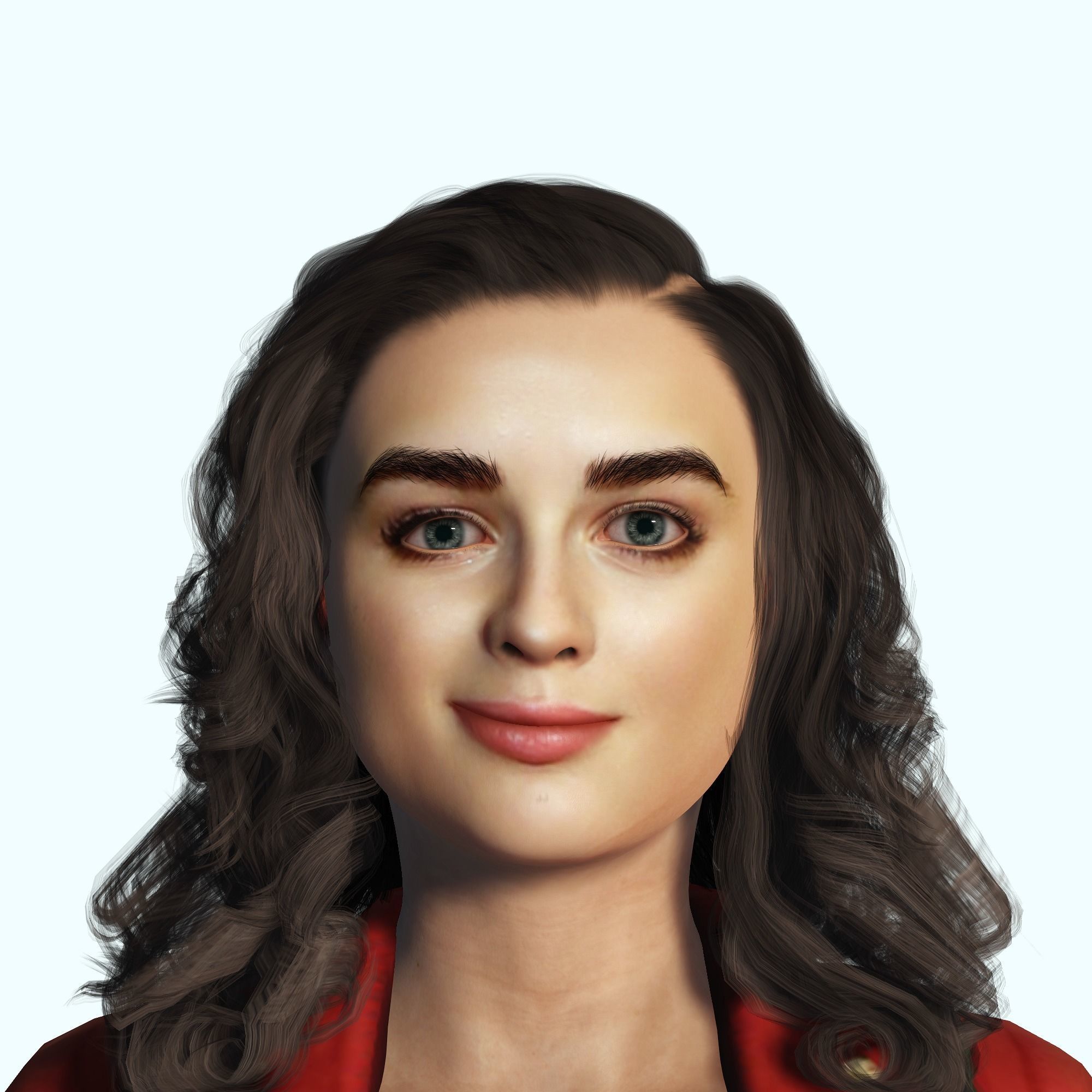 Joey King 3D Rigged model ready for animation Low-poly 3D model_4