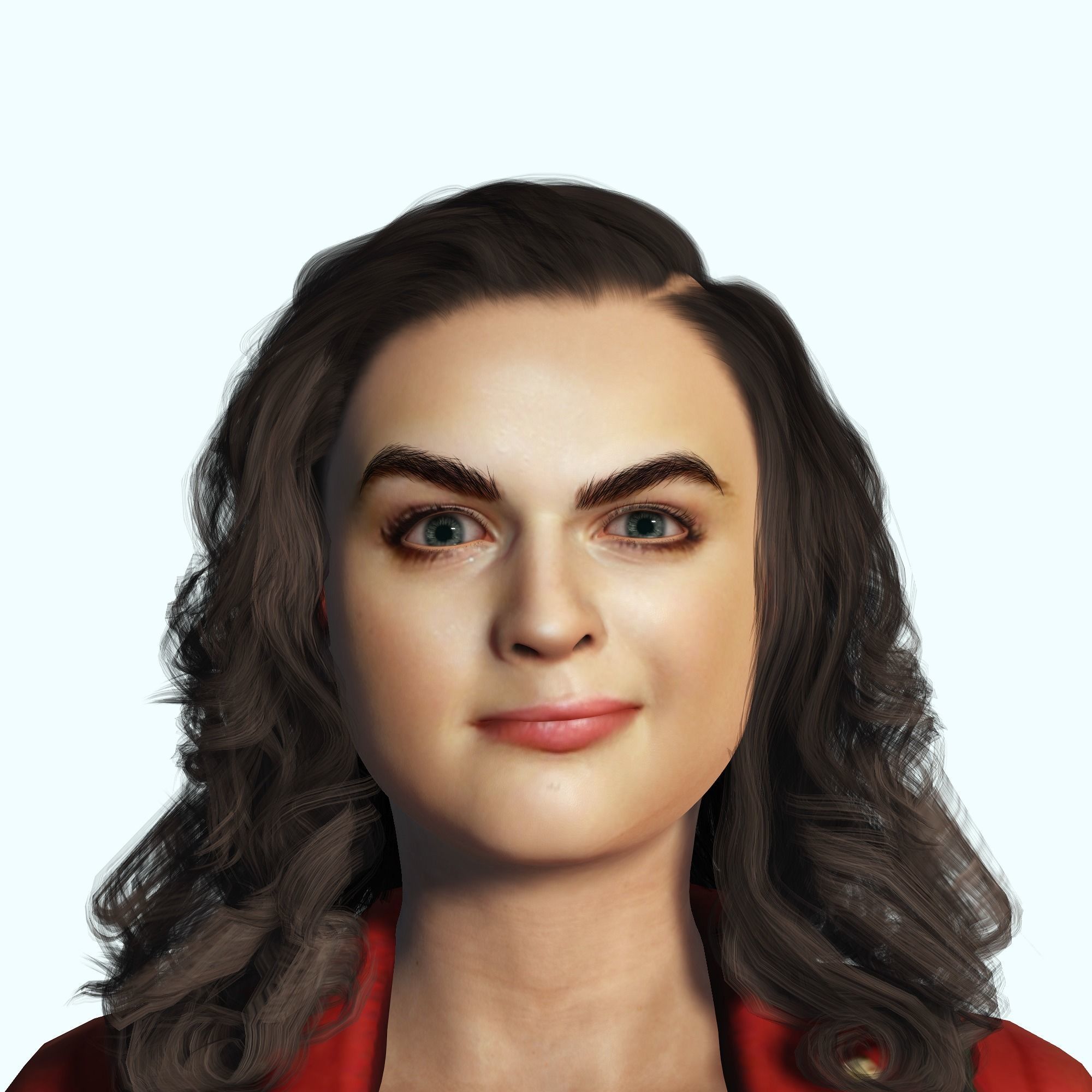 Joey King 3D Rigged model ready for animation Low-poly 3D model_14