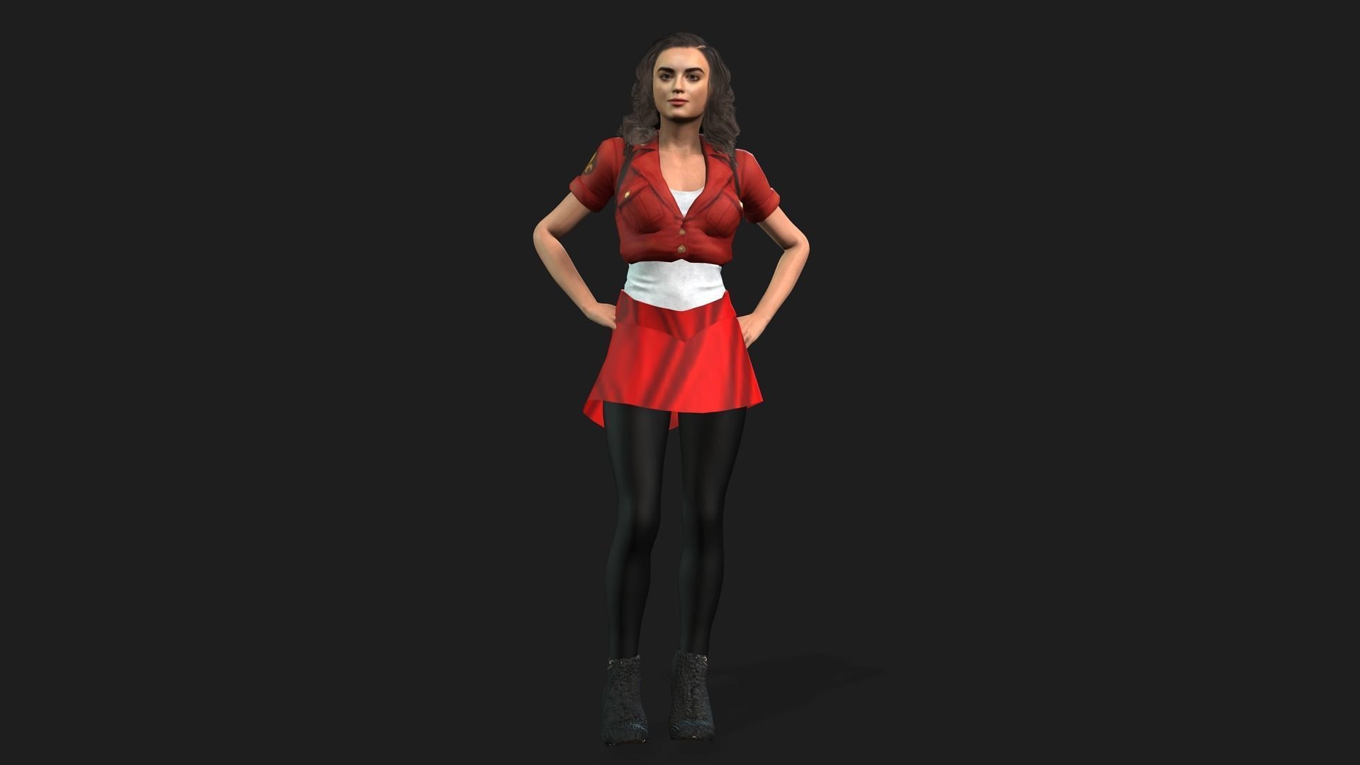 Joey King 3D Rigged model ready for animation Low-poly 3D model_3