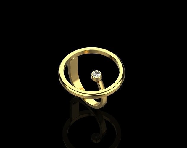 Ring with diamond N9 3D print model