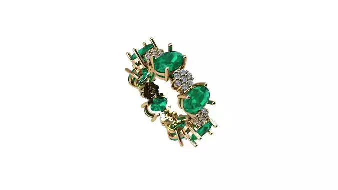 Emerald ring with diamond flower 