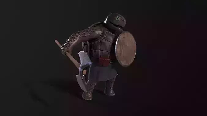 Turtle with axe and shield