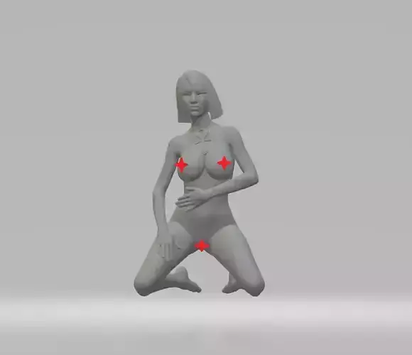 Beautiful girl kneeling for 3d print STL 3D print model