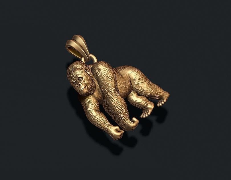 Gorilla pendant 3D print model_2