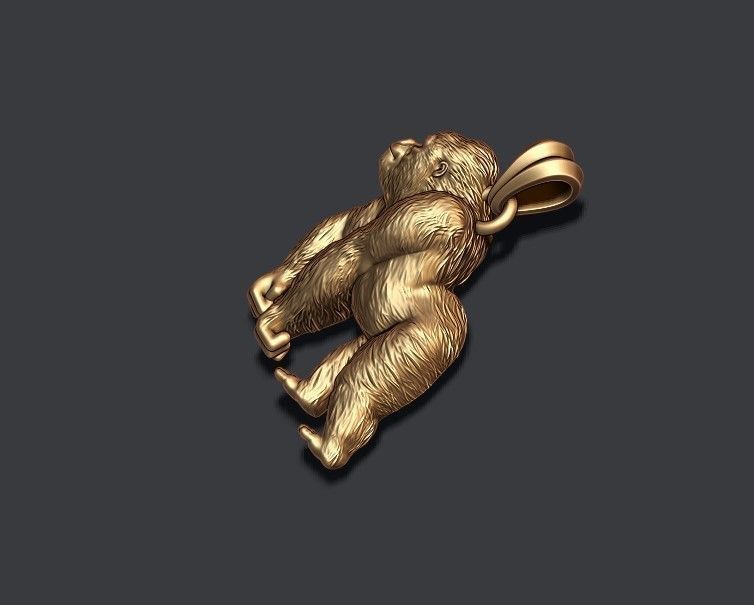Gorilla pendant 3D print model_3