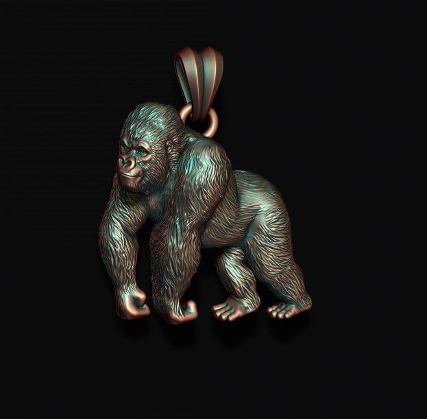 Gorilla pendant 3D print model_6