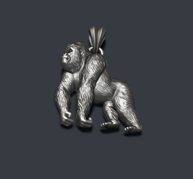 Gorilla pendant 3D print model_4