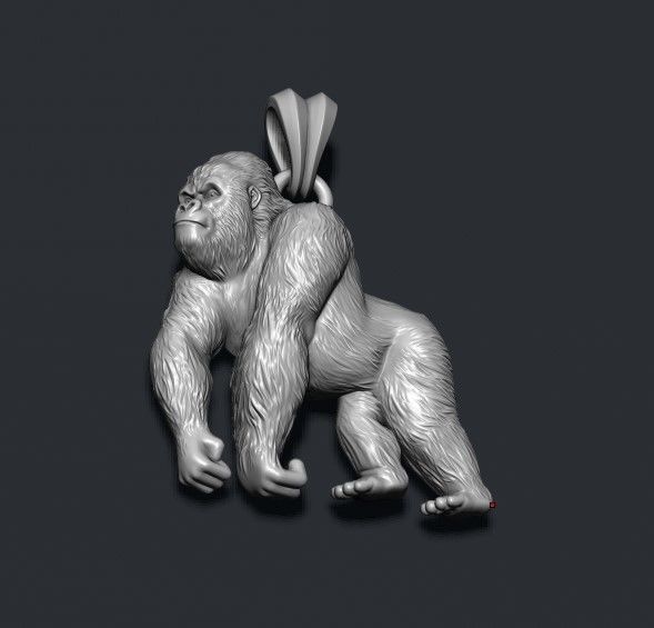 Gorilla pendant 3D print model_7