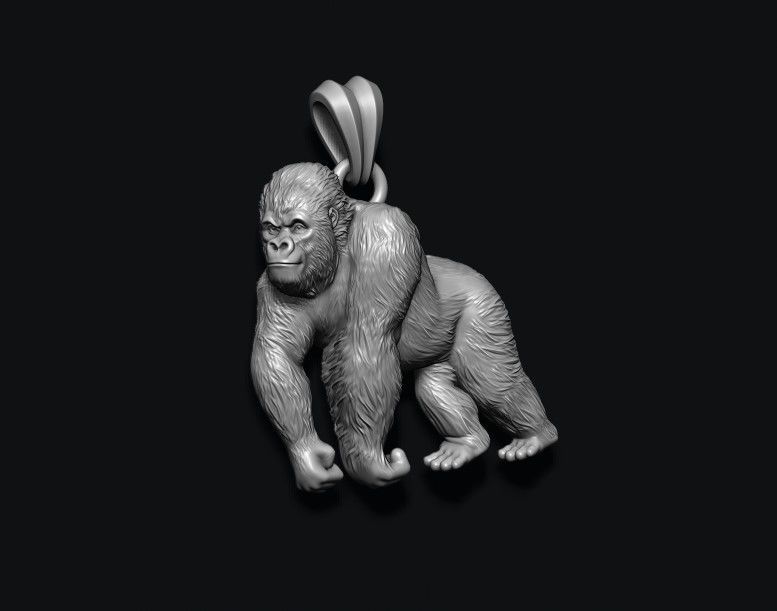 Gorilla pendant 3D print model_1