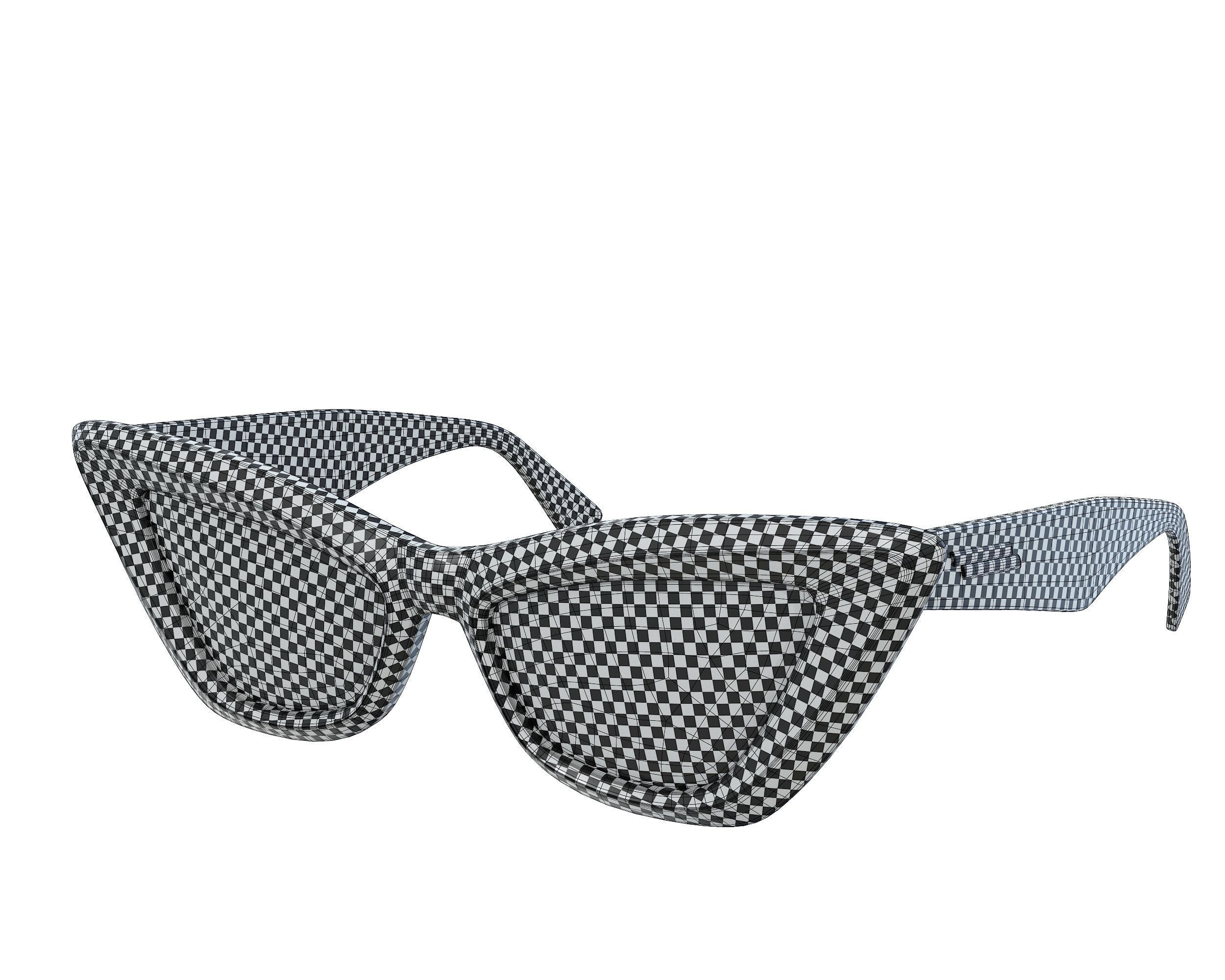 Bottega Veneta Sculptured Cat-eye Edgy Sunglasses Low-poly 3D model_14