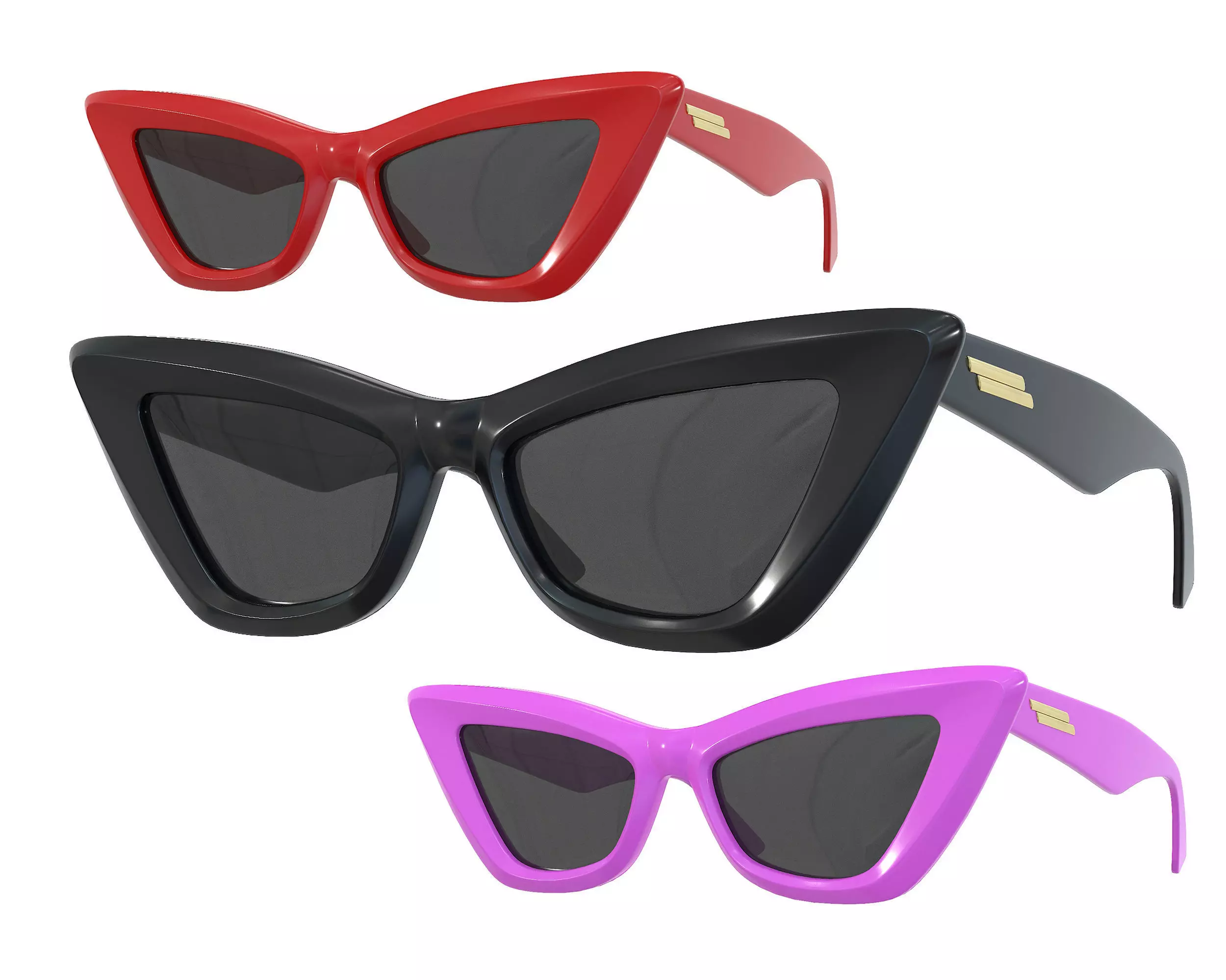 Bottega Veneta Sculptured Cat-eye Edgy Sunglasses Low-poly 3D model_0