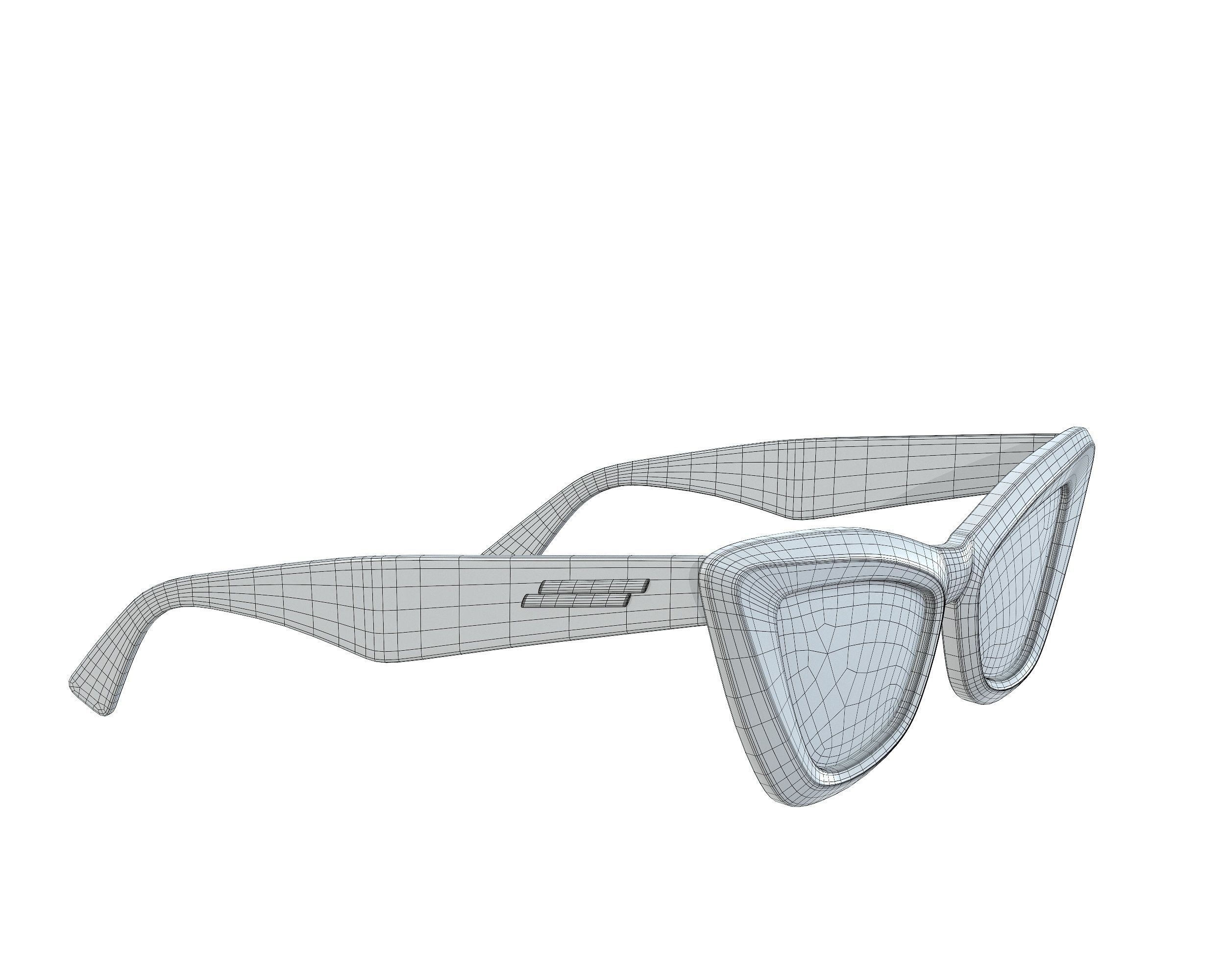 Bottega Veneta Sculptured Cat-eye Edgy Sunglasses Low-poly 3D model_11