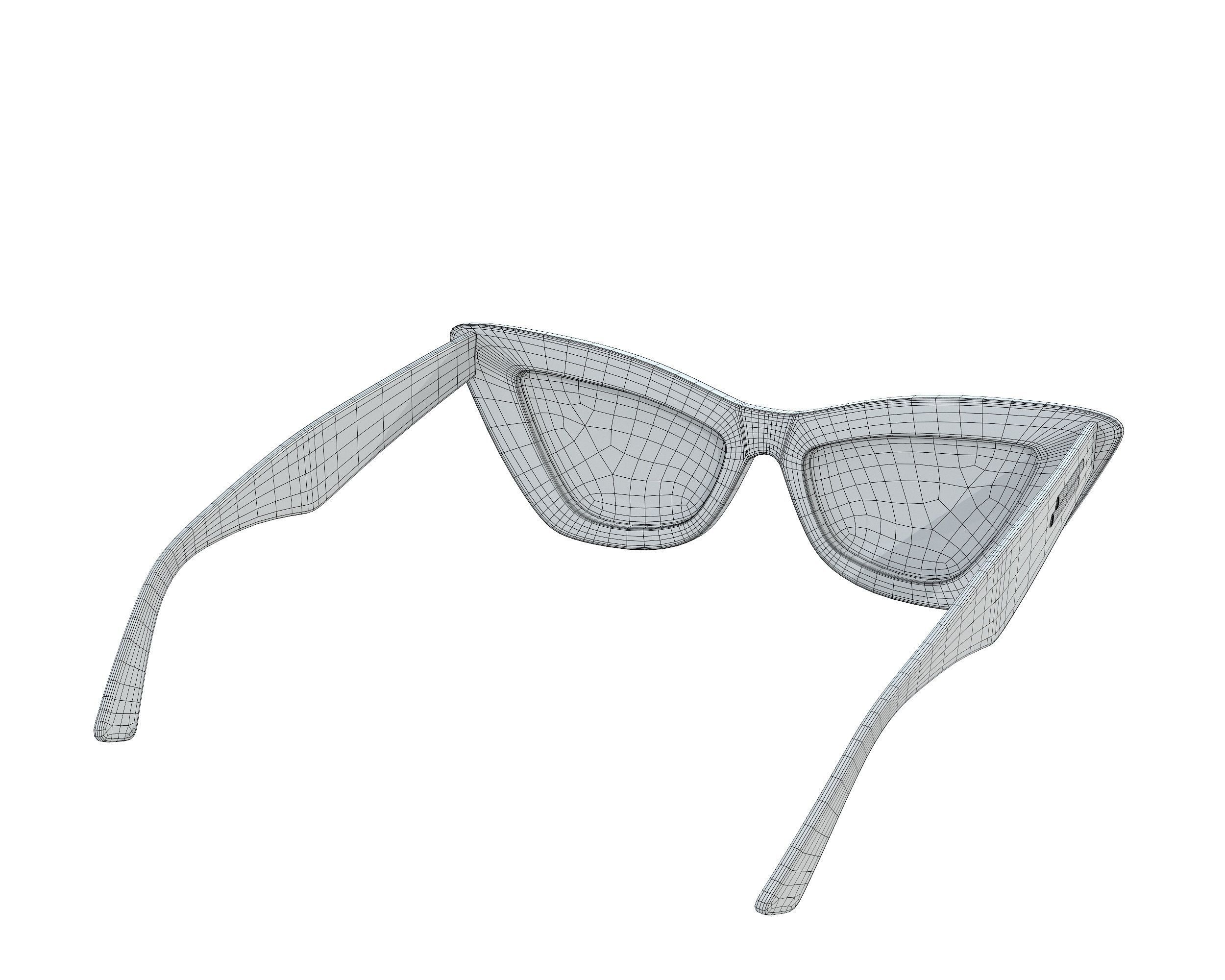 Bottega Veneta Sculptured Cat-eye Edgy Sunglasses Low-poly 3D model_13