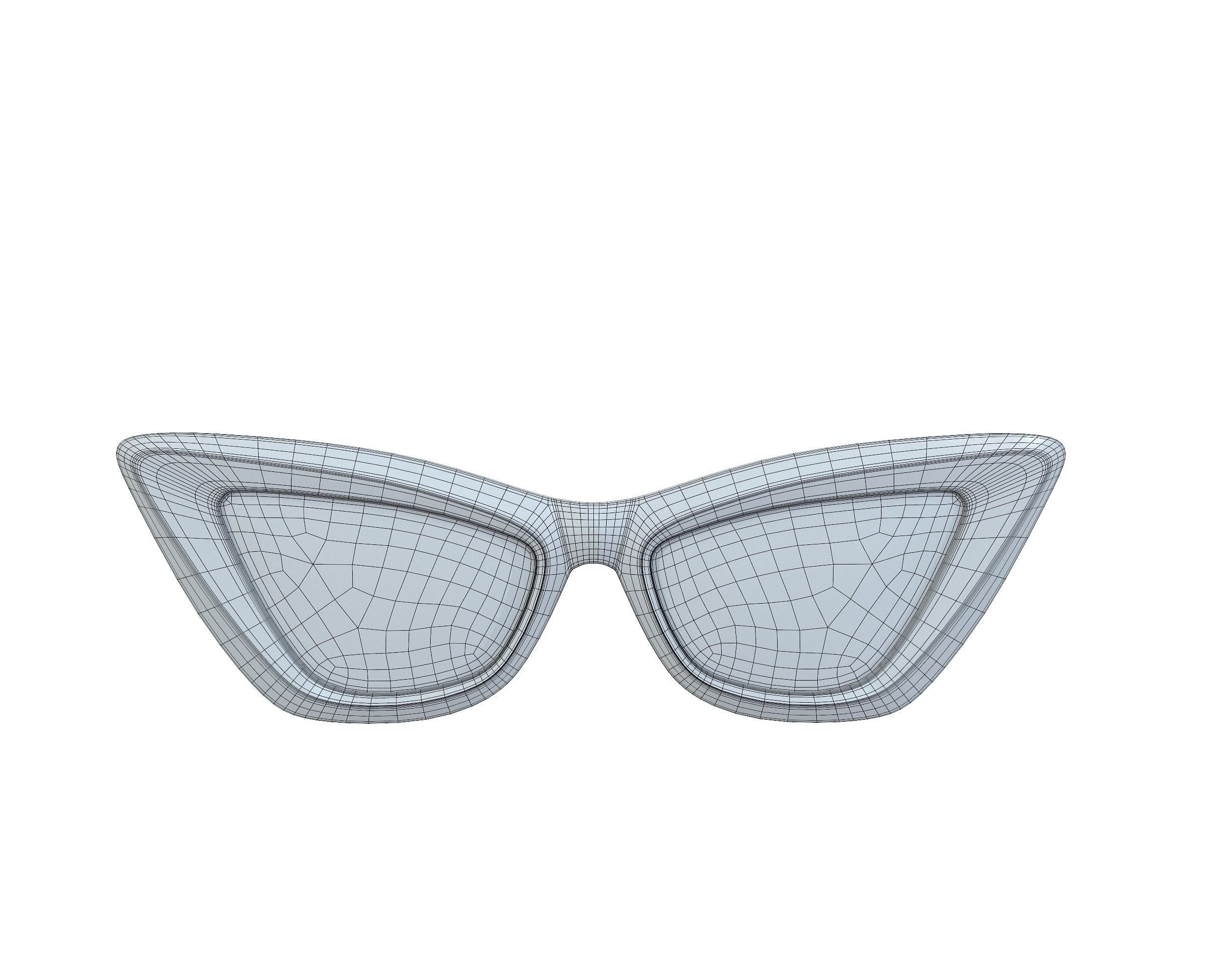 Bottega Veneta Sculptured Cat-eye Edgy Sunglasses Low-poly 3D model_12
