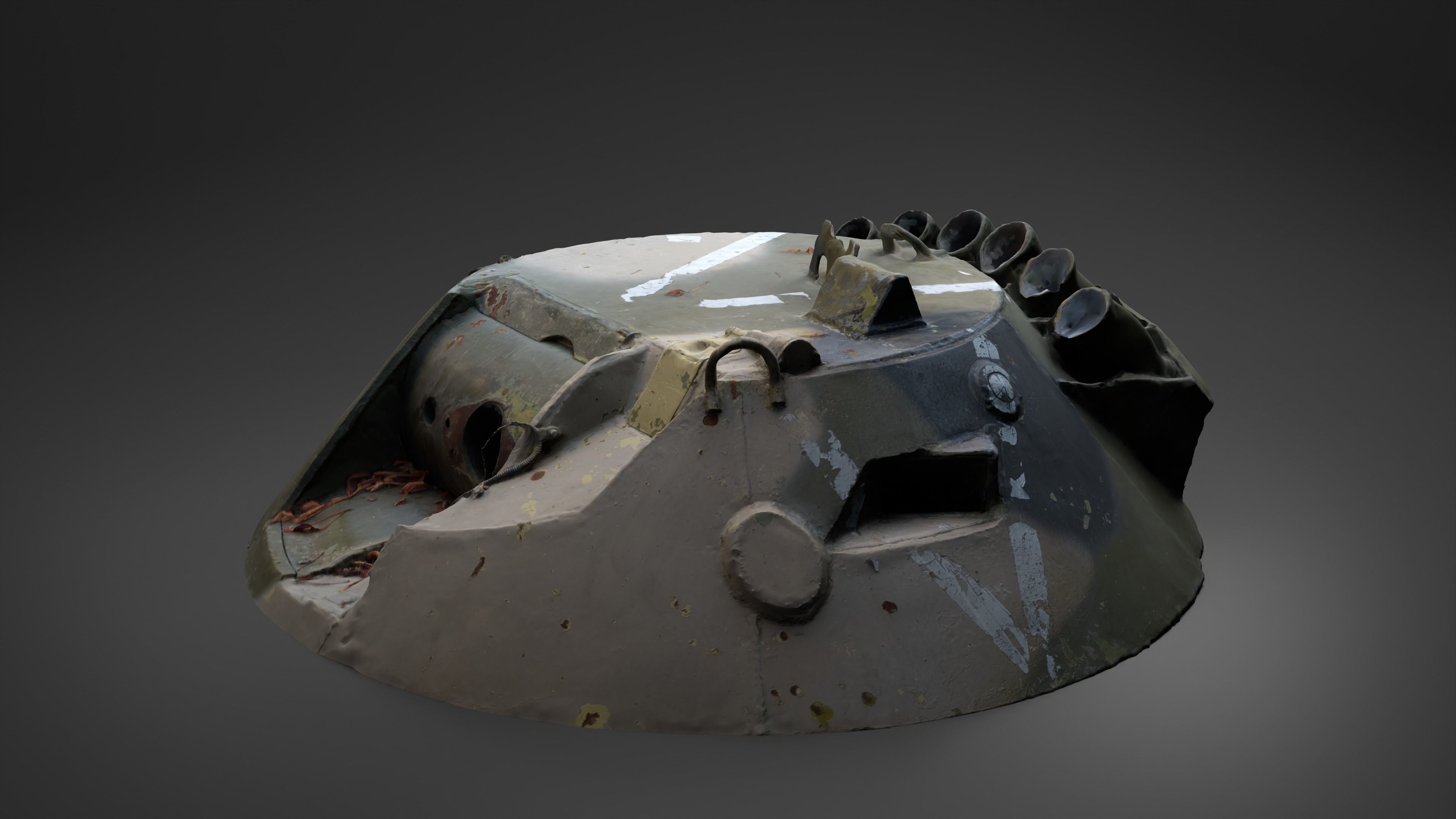 Destroyed russian Combat Module BTR-80 turret Photoscan 3D model_12