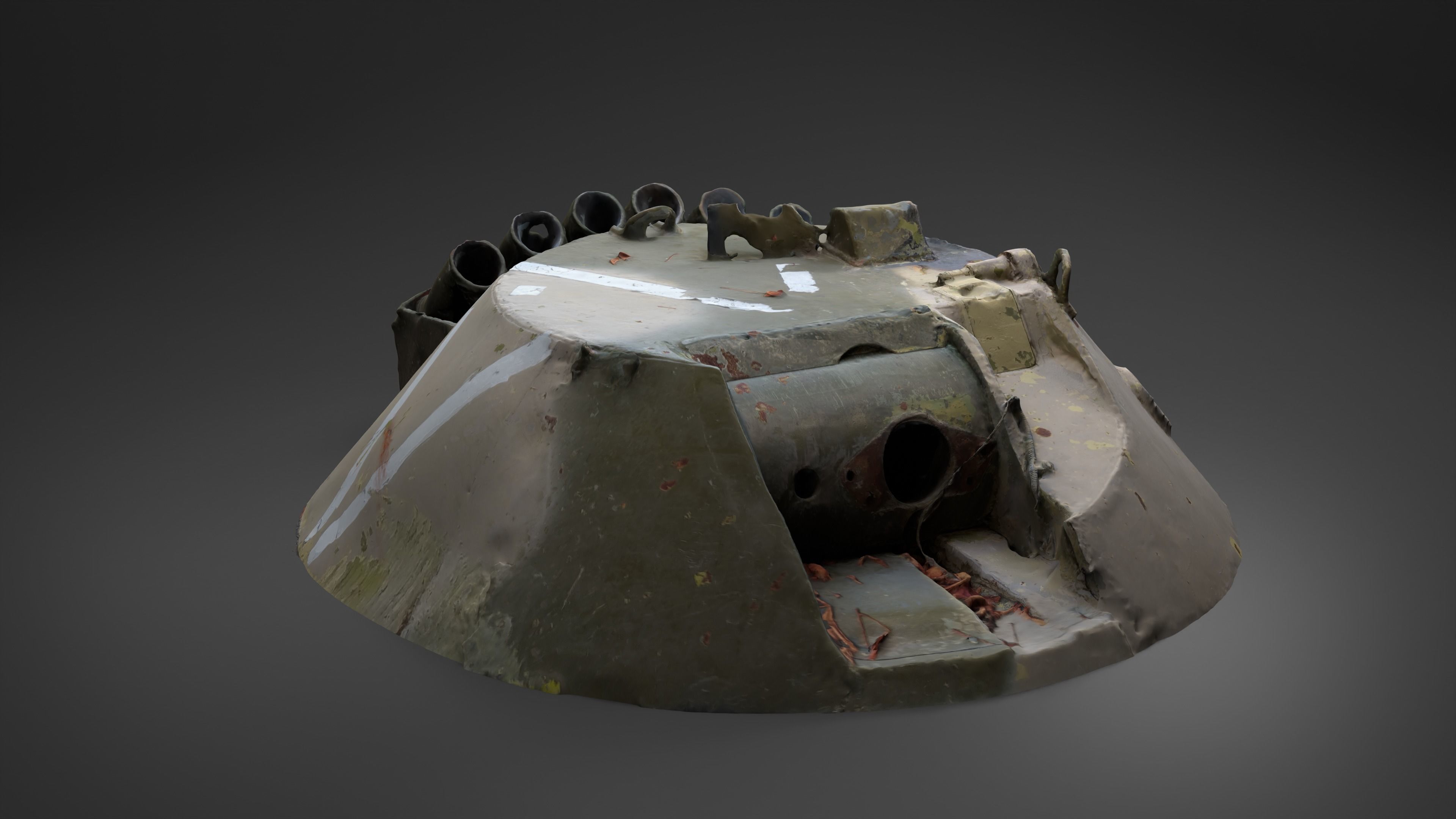 Destroyed russian Combat Module BTR-80 turret Photoscan 3D model_3