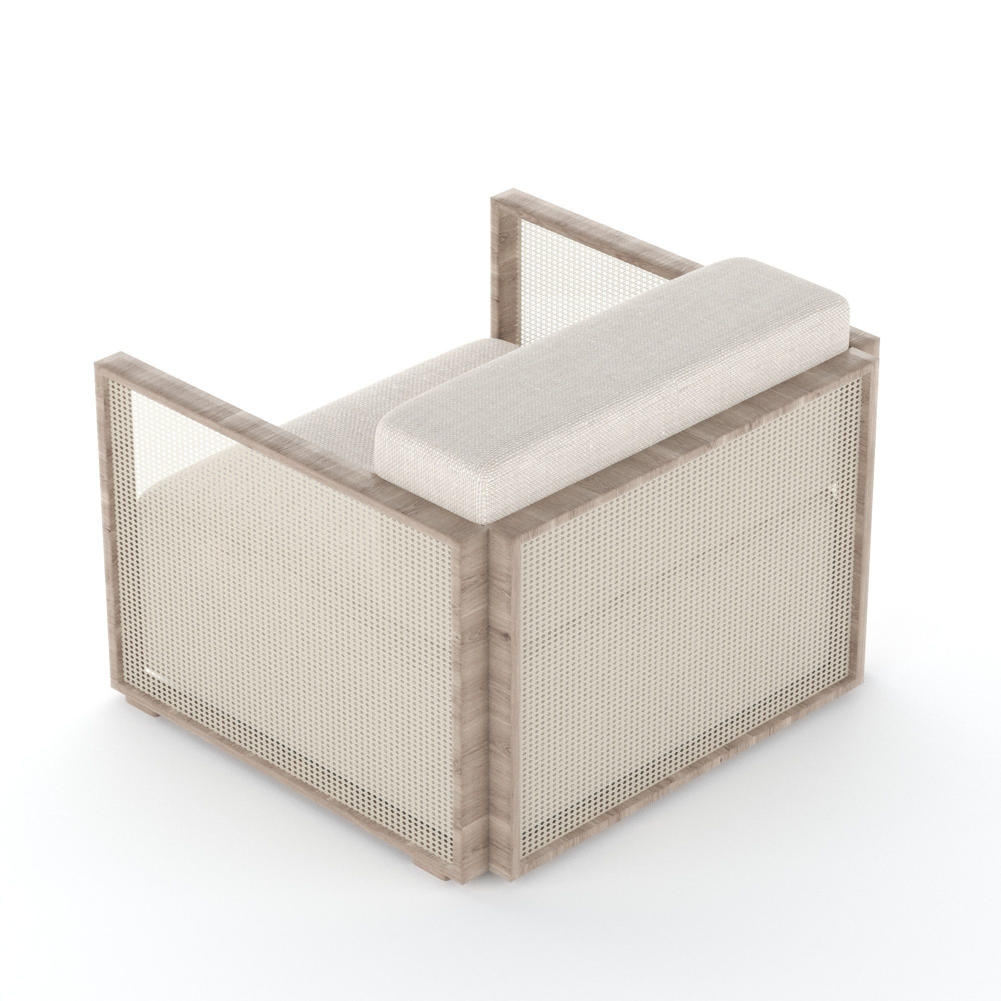 Aluminium garden armchair with armrests 3D model_2