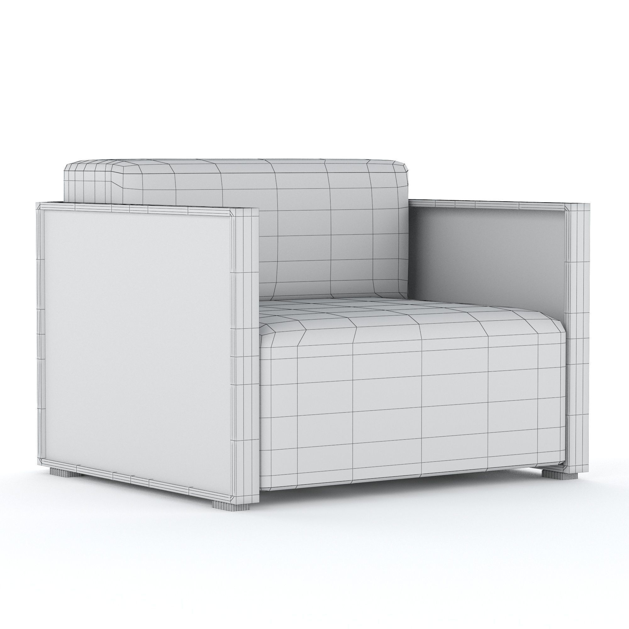 Aluminium garden armchair with armrests 3D model_4