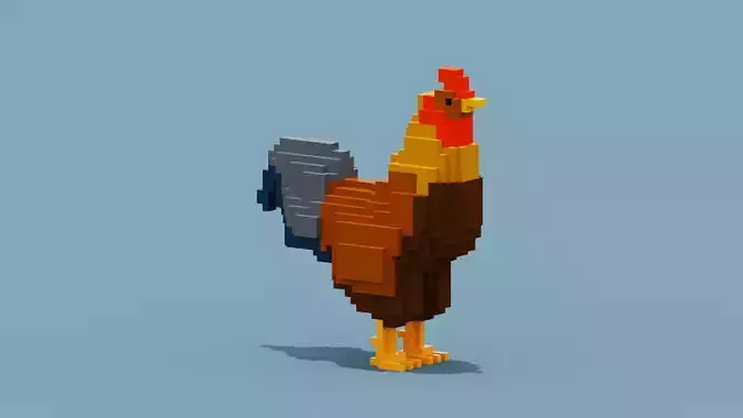 Voxel Rooster Low-poly 3D model Voxel Rooster Low-poly 3D model