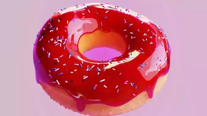 Realistic 3D donut with sprinkles Free low-poly 3D model