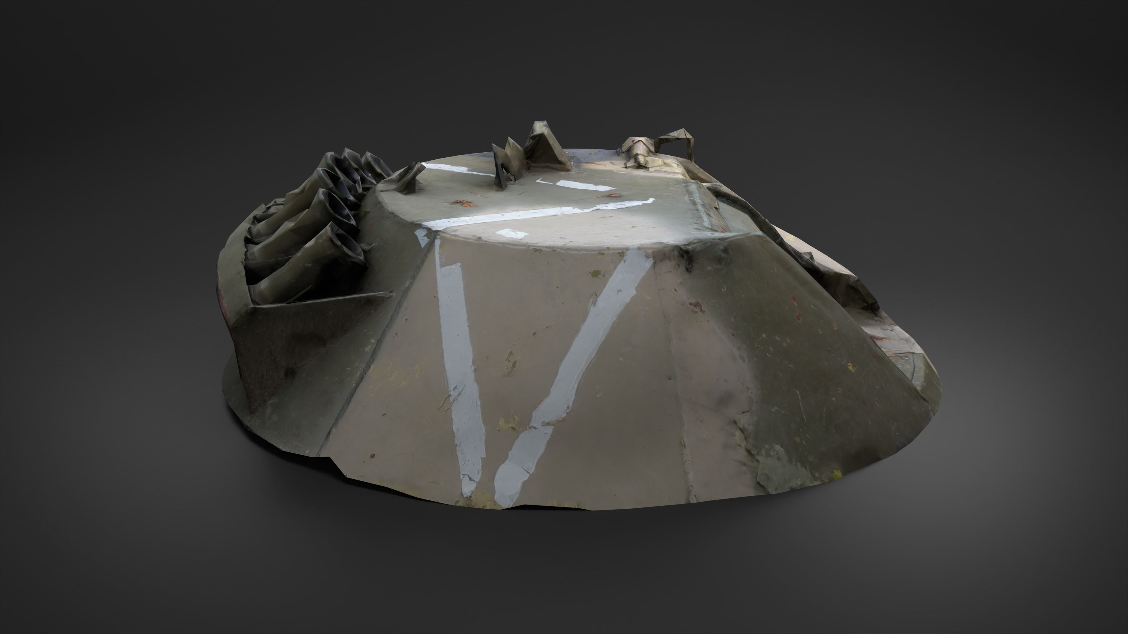 Destroyed Combat Module BTR-80 turret Photoscan Game Ready Low-poly 3D model_7
