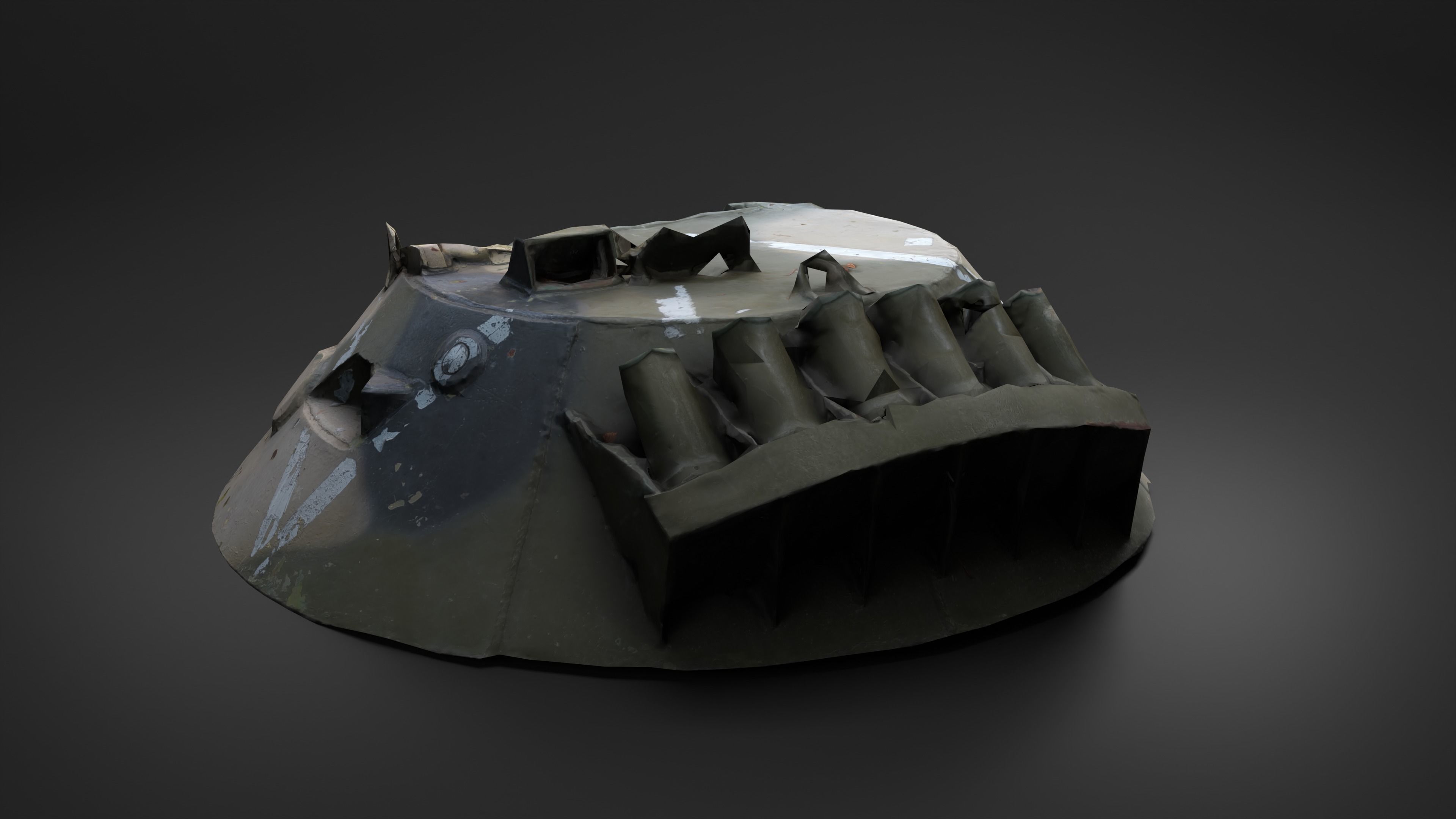 Destroyed Combat Module BTR-80 turret Photoscan Game Ready Low-poly 3D model_11