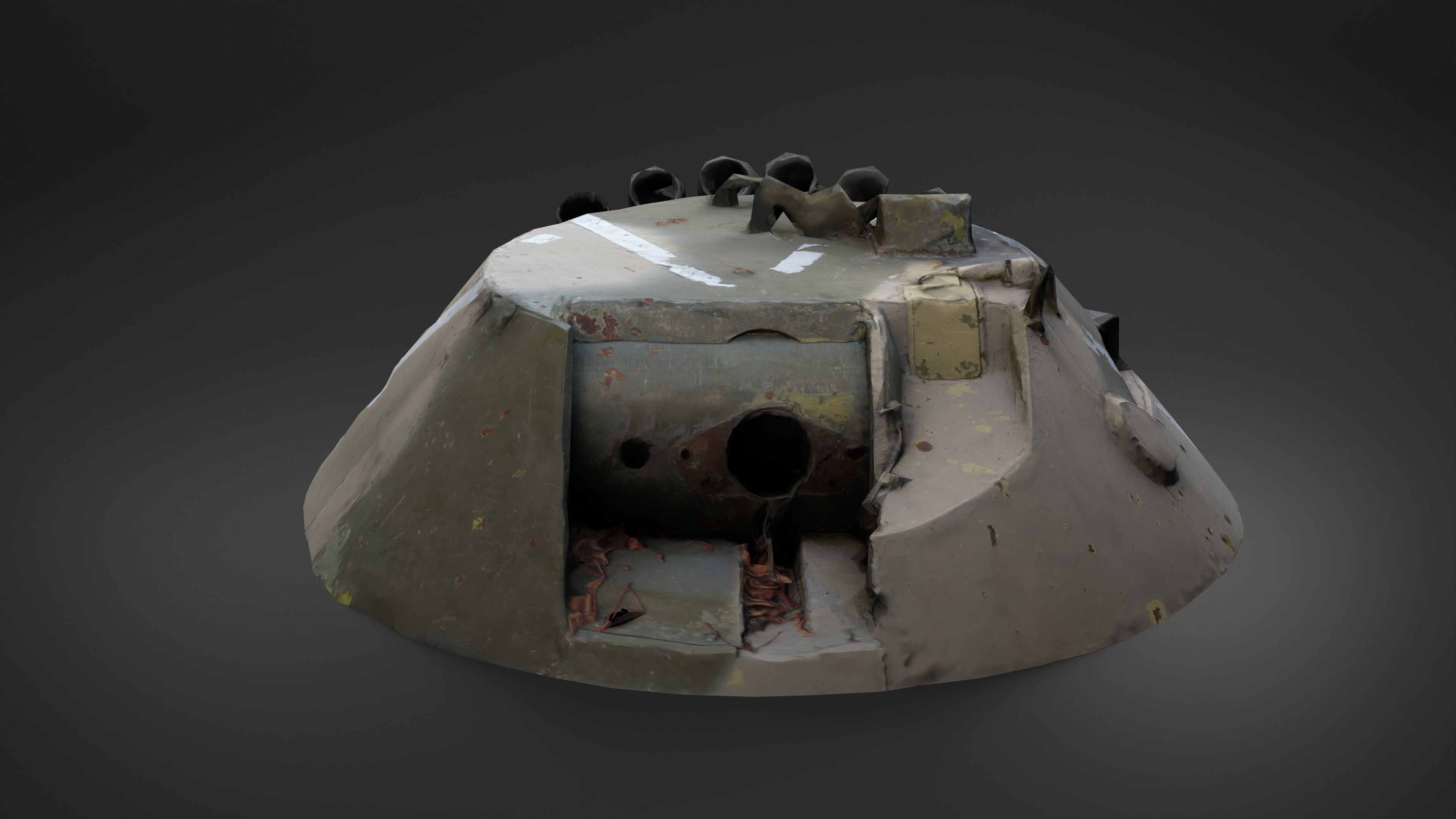 Destroyed Combat Module BTR-80 turret Photoscan Game Ready Low-poly 3D model_5